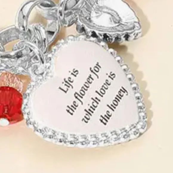 Inspirational Engraved Affection Love Kindness Heart Charm Bracelet - Picture 9 of 10
